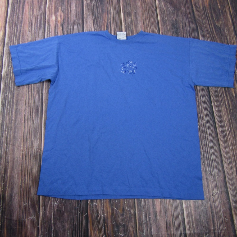 Vintage Fashion Gear Logo Shirt Mens One Size Blue Made USA Single Stitch Tee